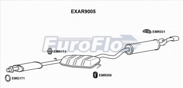 EuroFlo EXAR9005 Средний конечный глушитель ОГ 