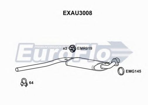 EuroFlo EXAU3008 Средний глушитель выхлопных газов 