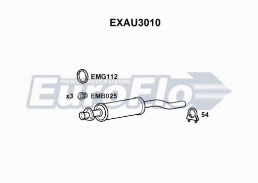 EuroFlo EXAU3010 Средний глушитель выхлопных газов для AUDI 90 (Ауди 90) EuroFlo EXAU3010 Средний глушитель выхлопных газов для AUDI 90 (Ауди 90)