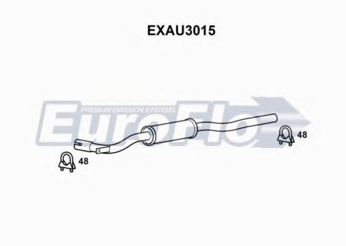 EuroFlo EXAU3015 Средний глушитель выхлопных газов для VOLKSWAGEN CORSAR (Фольксваген Cорсар) EuroFlo EXAU3015 Средний глушитель выхлопных газов для VOLKSWAGEN CORSAR (Фольксваген Cорсар)