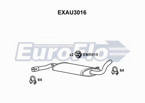 EuroFlo EXAU3016 Средний глушитель выхлопных газов 