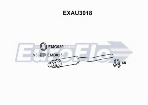 EuroFlo EXAU3018 Средний глушитель выхлопных газов для AUDI 4000 (Ауди 4000) EuroFlo EXAU3018 Средний глушитель выхлопных газов для AUDI 4000 (Ауди 4000)