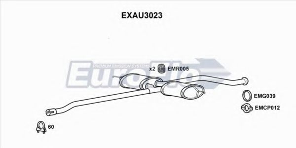 EuroFlo EXAU3023 Средний глушитель выхлопных газов для AUDI 90 (Ауди 90) EuroFlo EXAU3023 Средний глушитель выхлопных газов для AUDI 90 (Ауди 90)
