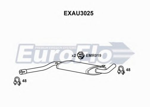 EuroFlo EXAU3025 Средний глушитель выхлопных газов для VOLKSWAGEN CORSAR (Фольксваген Cорсар) EuroFlo EXAU3025 Средний глушитель выхлопных газов для VOLKSWAGEN CORSAR (Фольксваген Cорсар)