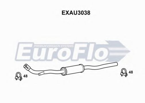 EuroFlo EXAU3038 Средний глушитель выхлопных газов для VOLKSWAGEN CORSAR (Фольксваген Cорсар) EuroFlo EXAU3038 Средний глушитель выхлопных газов для VOLKSWAGEN CORSAR (Фольксваген Cорсар)
