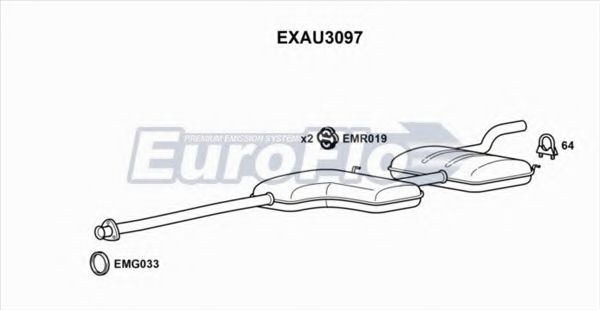 EuroFlo EXAU3097 Средний глушитель выхлопных газов 