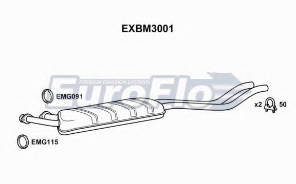 EuroFlo EXBM3001 Средний глушитель выхлопных газов для BMW (Бмв) EuroFlo EXBM3001 Средний глушитель выхлопных газов для BMW (Бмв)