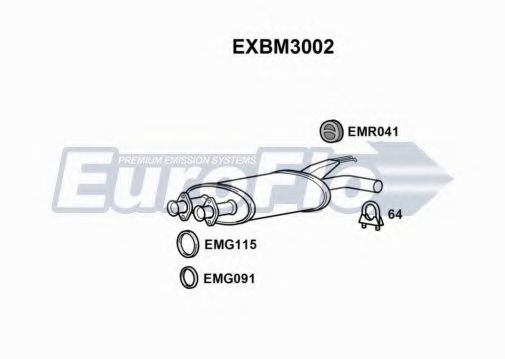 EuroFlo EXBM3002 Средний глушитель выхлопных газов 