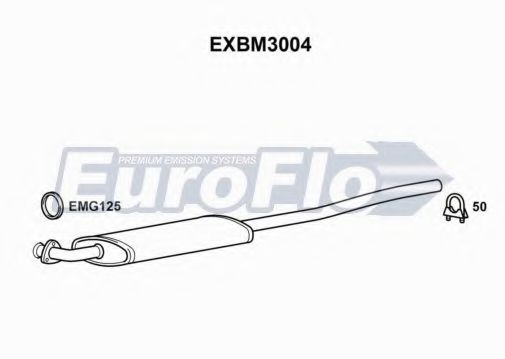 EuroFlo EXBM3004 Средний глушитель выхлопных газов для BMW (Бмв) EuroFlo EXBM3004 Средний глушитель выхлопных газов для BMW (Бмв)