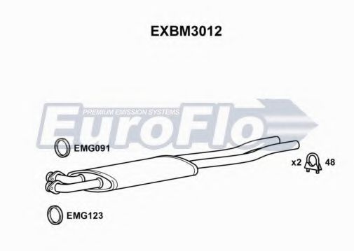 EuroFlo EXBM3012 Средний глушитель выхлопных газов 