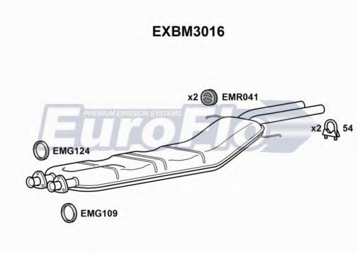 EuroFlo EXBM3016 Средний глушитель выхлопных газов 