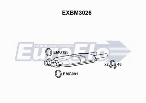EuroFlo EXBM3026 Средний глушитель выхлопных газов 