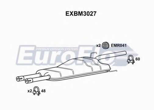 EuroFlo EXBM3027 Средний глушитель выхлопных газов 