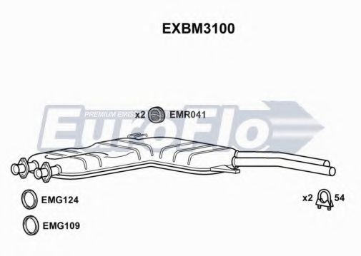 EuroFlo EXBM3100 Средний глушитель выхлопных газов 