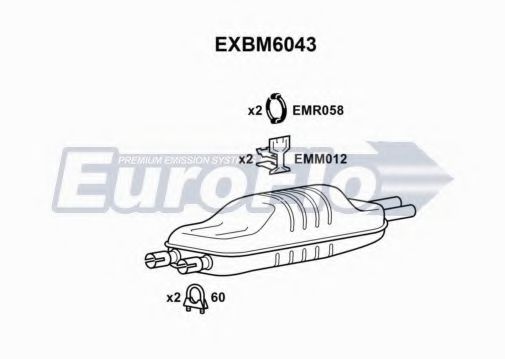 EuroFlo EXBM6043 Глушитель выхлопных газов конечный 