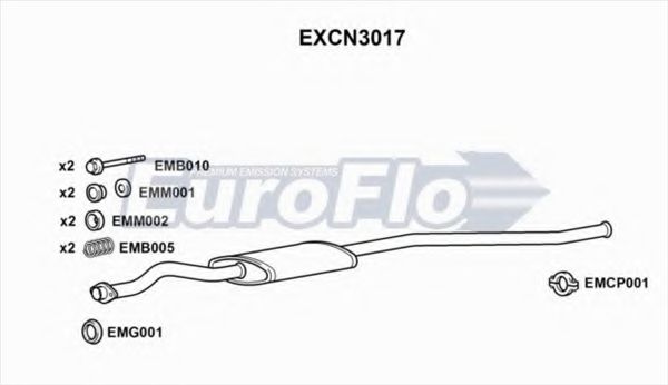 EuroFlo EXCN3017 Средний глушитель выхлопных газов 