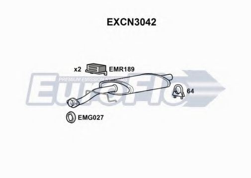 EuroFlo EXCN3042 Средний глушитель выхлопных газов 