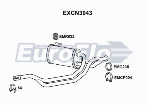EuroFlo EXCN3043 Средний глушитель выхлопных газов 