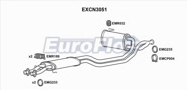 EuroFlo EXCN3051 Средний глушитель выхлопных газов 