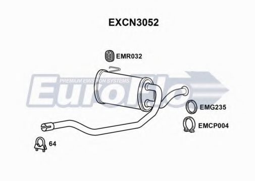 EuroFlo EXCN3052 Средний глушитель выхлопных газов 