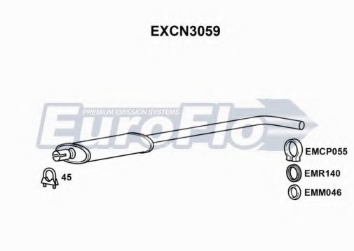 EuroFlo EXCN3059 Средний глушитель выхлопных газов 