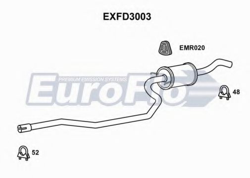 EuroFlo EXFD3003 Средний глушитель выхлопных газов 