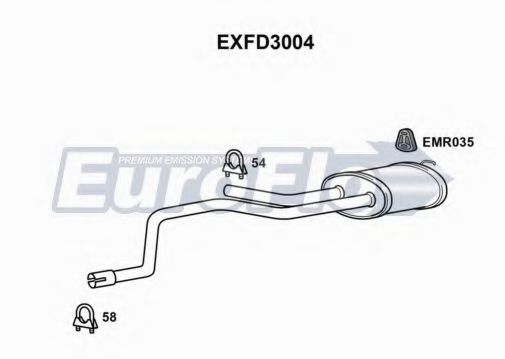 EuroFlo EXFD3004 Средний глушитель выхлопных газов 