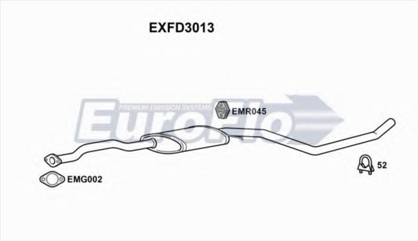 EuroFlo EXFD3013 Средний глушитель выхлопных газов 