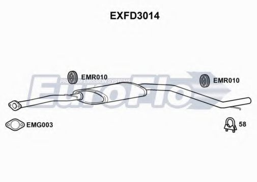 EuroFlo EXFD3014 Средний глушитель выхлопных газов 