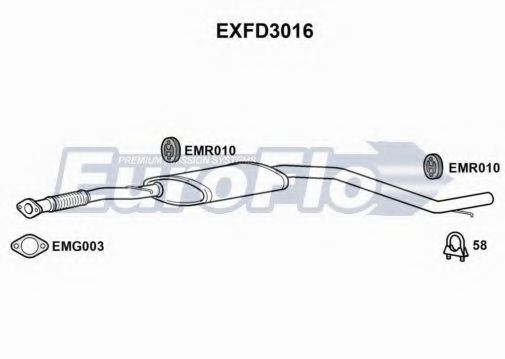 EuroFlo EXFD3016 Средний глушитель выхлопных газов 
