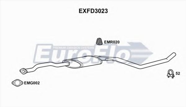 EuroFlo EXFD3023 Средний глушитель выхлопных газов 