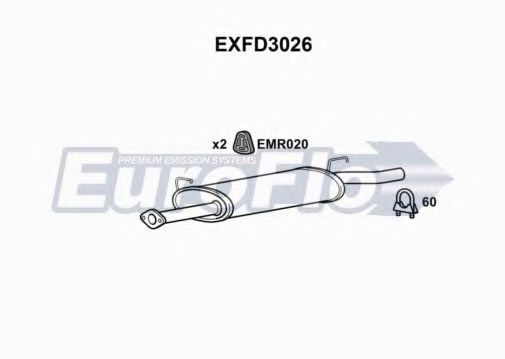 EuroFlo EXFD3026 Средний глушитель выхлопных газов 
