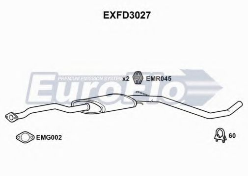 EuroFlo EXFD3027 Средний глушитель выхлопных газов 