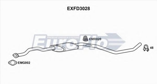 EuroFlo EXFD3028 Средний глушитель выхлопных газов 