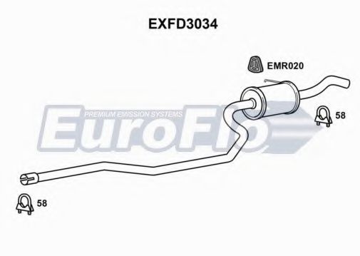 EuroFlo EXFD3034 Средний глушитель выхлопных газов 