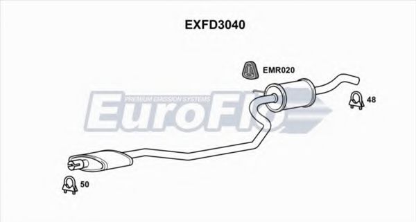 EuroFlo EXFD3040 Средний глушитель выхлопных газов 