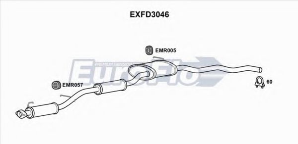 EuroFlo EXFD3046 Средний глушитель выхлопных газов 