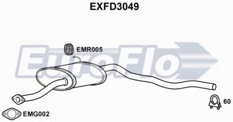 EuroFlo EXFD3049 Средний глушитель выхлопных газов 