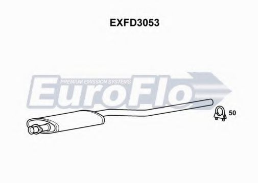 EuroFlo EXFD3053 Средний глушитель выхлопных газов 