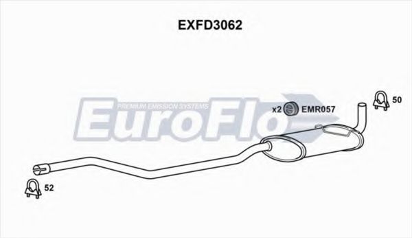 EuroFlo EXFD3062 Средний глушитель выхлопных газов 