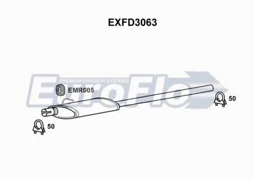 EuroFlo EXFD3063 Средний глушитель выхлопных газов 