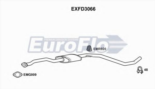 EuroFlo EXFD3066 Средний глушитель выхлопных газов 