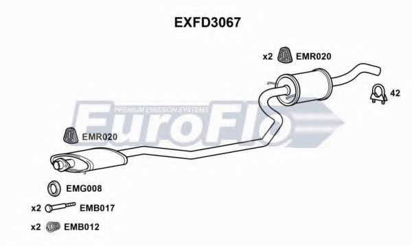 EuroFlo EXFD3067 Средний глушитель выхлопных газов 