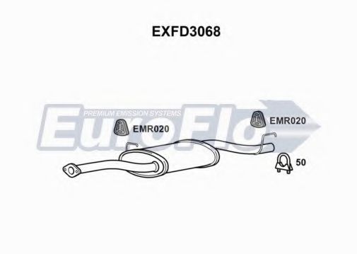 EuroFlo EXFD3068 Средний глушитель выхлопных газов 
