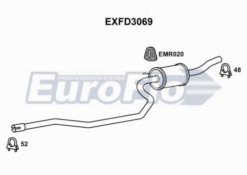 EuroFlo EXFD3069 Средний глушитель выхлопных газов 