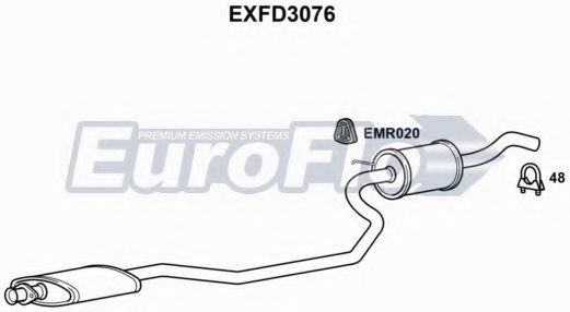 EuroFlo EXFD3076 Средний глушитель выхлопных газов для FORD (Форд) EuroFlo EXFD3076 Средний глушитель выхлопных газов для FORD (Форд)