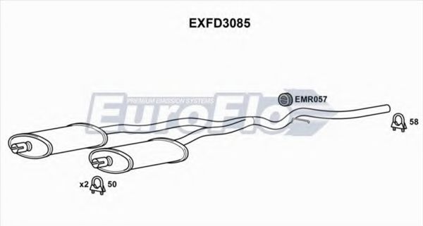 EuroFlo EXFD3085 Средний глушитель выхлопных газов для FORD GRANADA (Форд Гранада) EuroFlo EXFD3085 Средний глушитель выхлопных газов для FORD GRANADA (Форд Гранада)