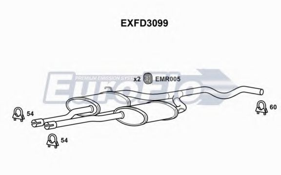 EuroFlo EXFD3099 Средний глушитель выхлопных газов для FORD SCORPIO I (Форд Скорпио 1) EuroFlo EXFD3099 Средний глушитель выхлопных газов для FORD SCORPIO I (Форд Скорпио 1)