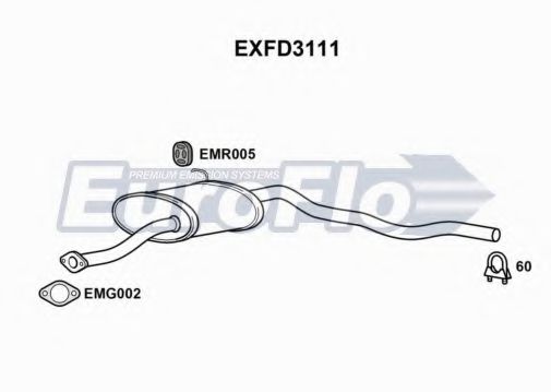 EuroFlo EXFD3111 Средний глушитель выхлопных газов 