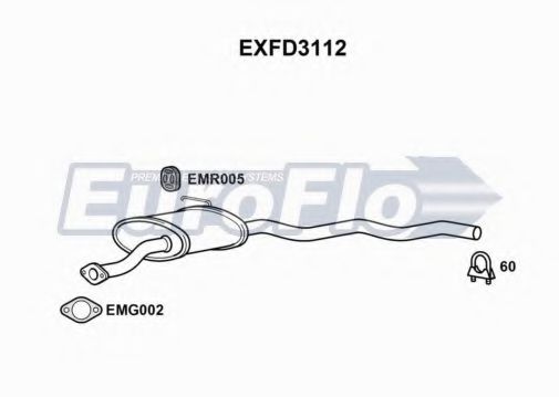 EuroFlo EXFD3112 Средний глушитель выхлопных газов 